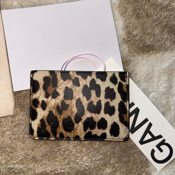 Ganni Animal Print Card Holder with Gold Detail - Picture 5 of 5